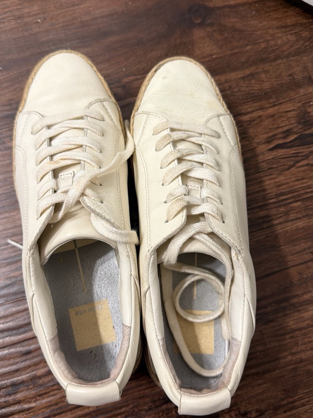 Dolce Vita size 7.5 Platform Espadrille Sneaker in Cream - Women's Lace-Up Shoe - Picture 2 of 3